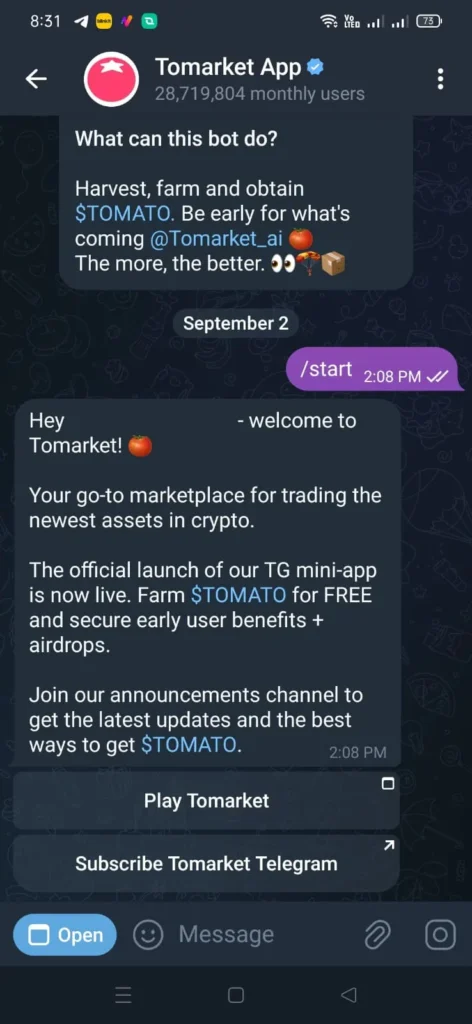 Tomarket Telegram Bot