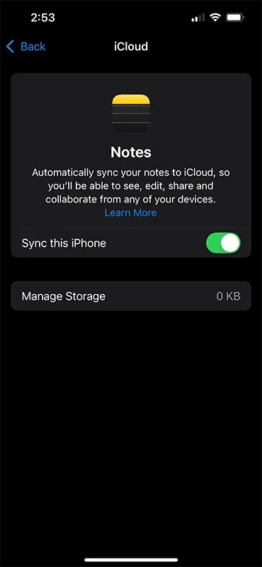 iCloud Notes