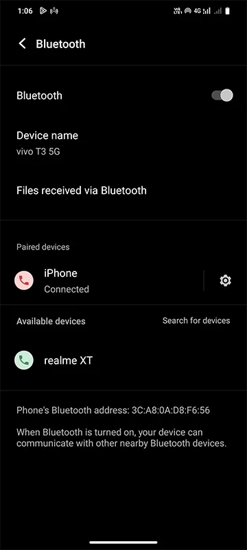 iPhone Internet Connected through Bluetooth