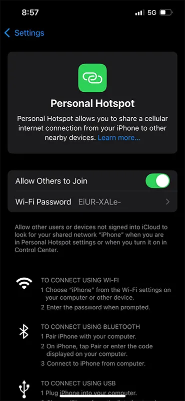 iPhone Personal Hotspot