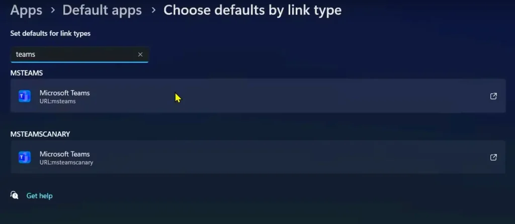 Choose Defaults by Link Type