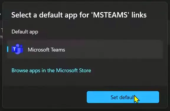 Msteams Links Set Default