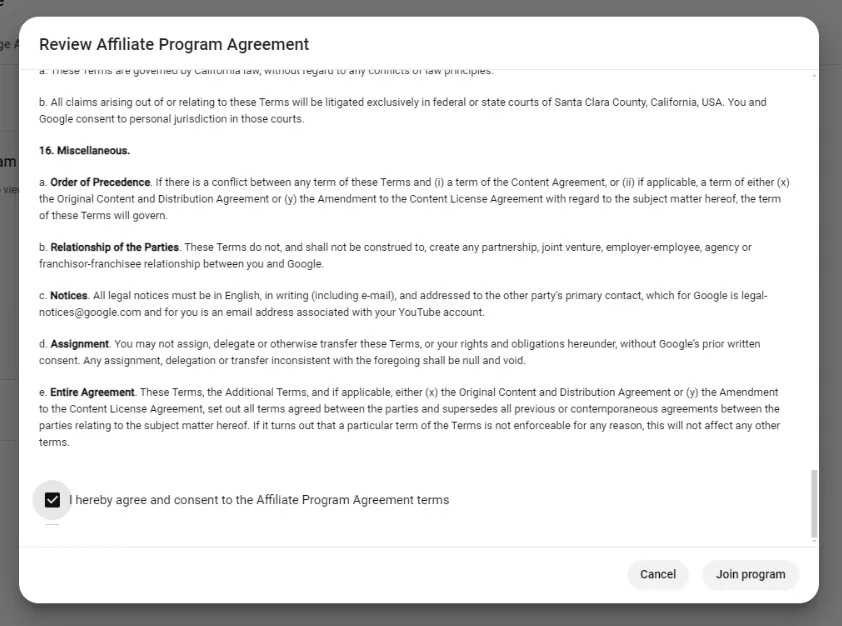 Review Affiliate Program Agreement