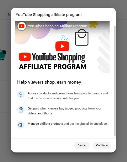 YouTube Shopping Affiliate Program