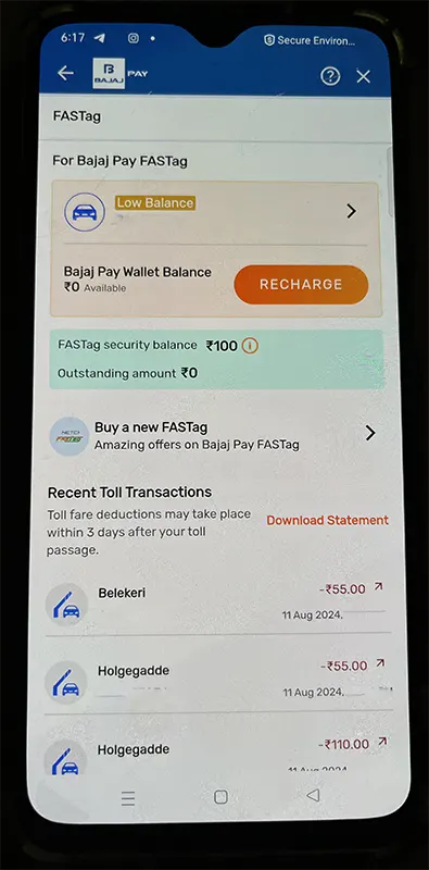 For Bajaj Pay FASTag