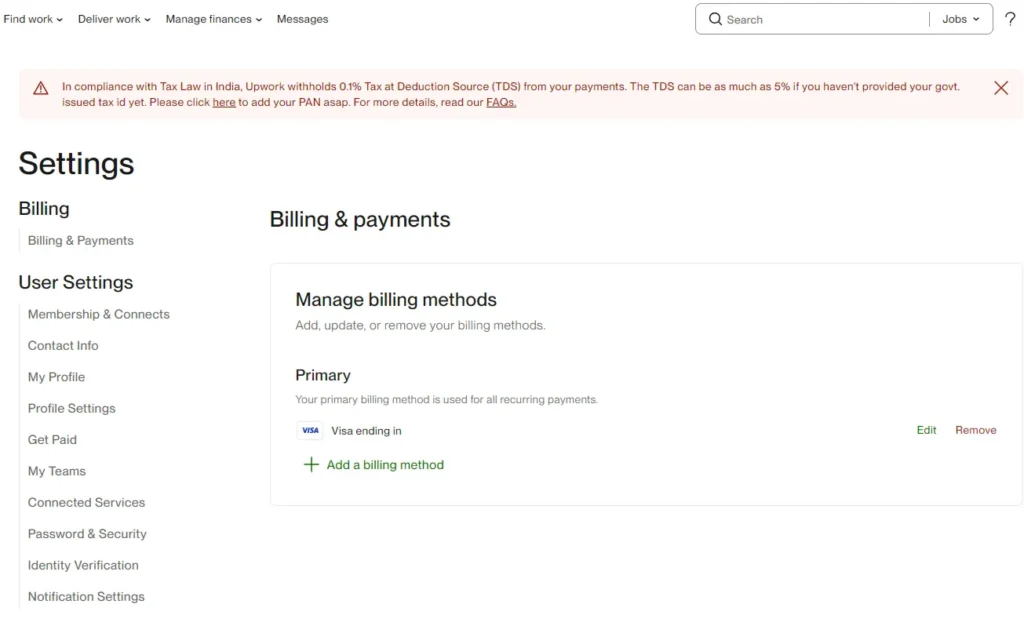 Manage Billing Methods