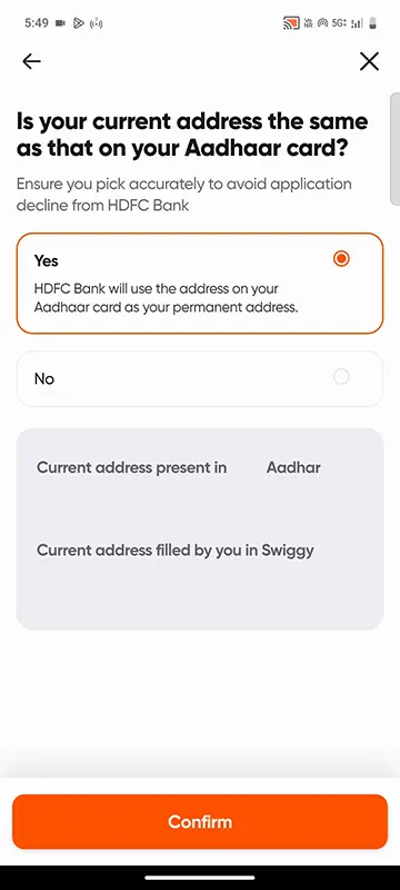 Address Confirm