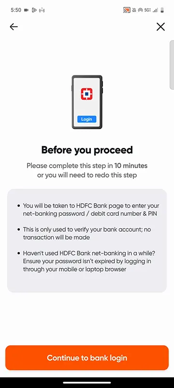 Continue to Bank Login