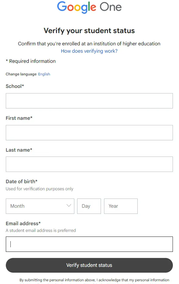 Verify your Student Status