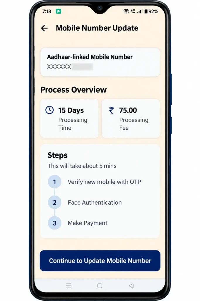 Aadhaar App Mobile Number Update