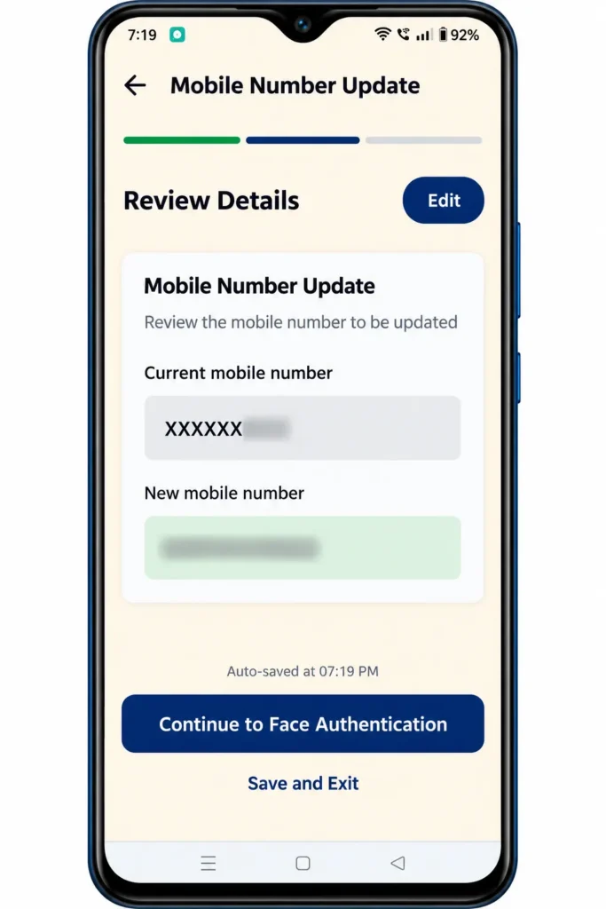Aadhaar App Mobile Number Update Review Details