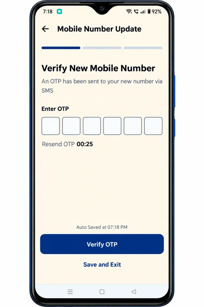Aadhaar App Verify New Mobile Number OTP