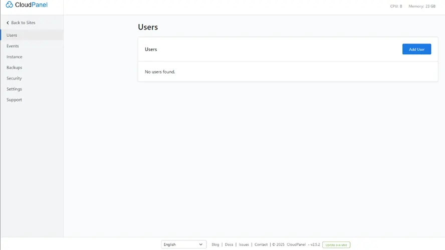 CloudPanel Admin Area