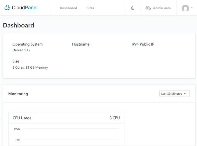 CloudPanel Dashboard