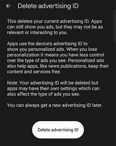 Delete Advertising Id