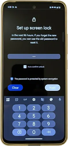 Setup Screen Lock PIN