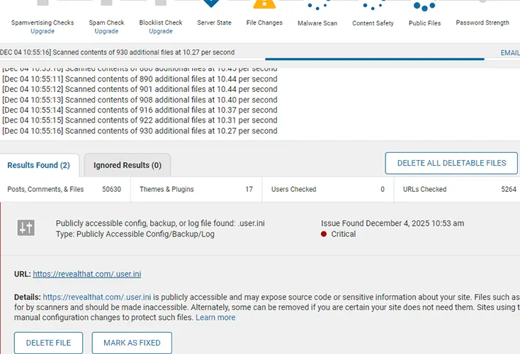 .user.ini Is Publicly Accessible Wordfence