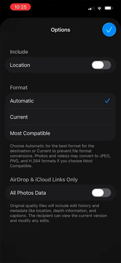 iPhone Photo Sharing Option