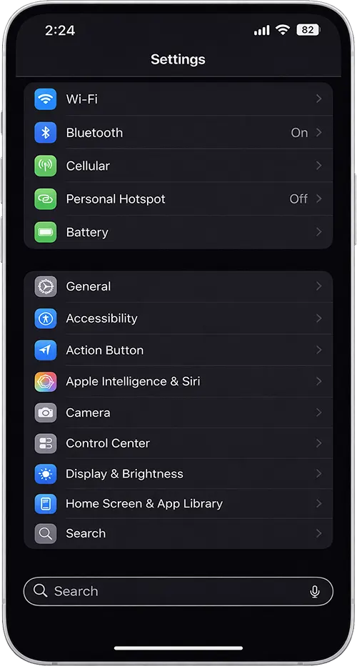 iPhone Settings Apple Intelligence