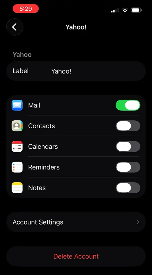 Email Account Settings