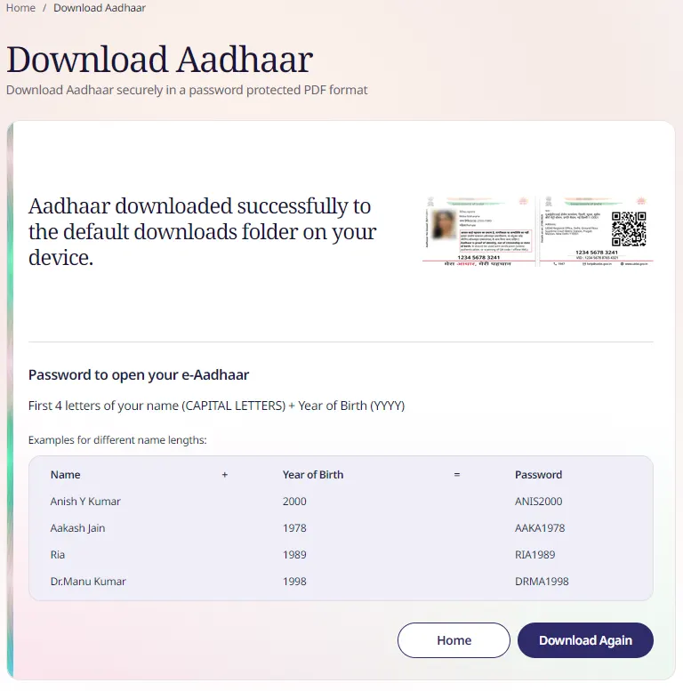 Download Aadhaar Login