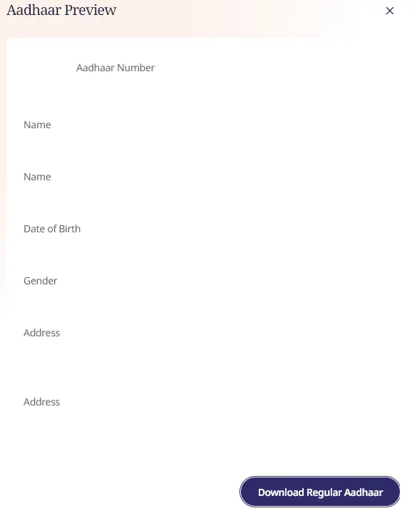 Download Regular Aadhaar