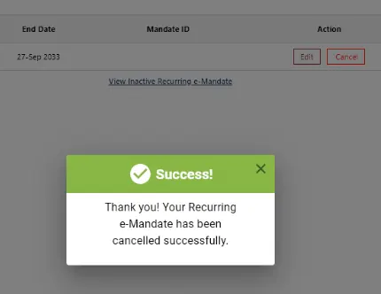 e-Mandate Cancelled