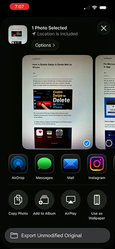 Photo Share Option