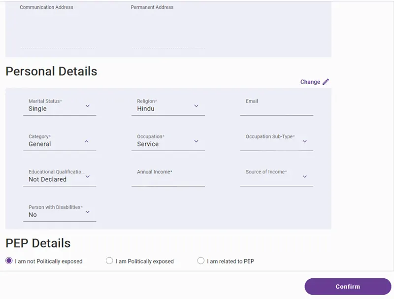 Re-KYC Personal Details