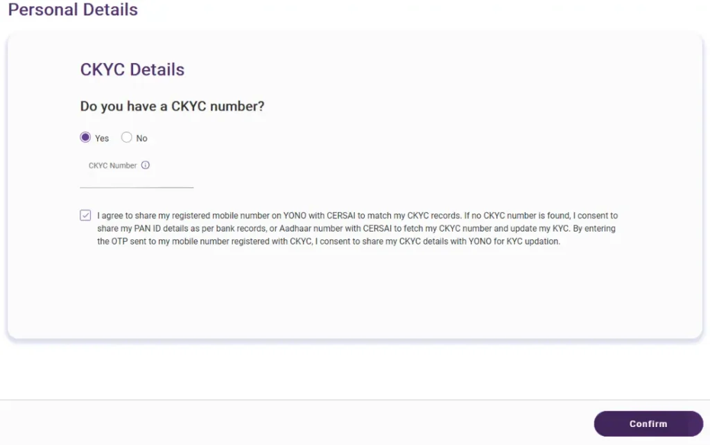 SBI CKYC Details