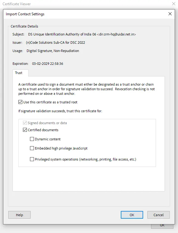Import Contact Settings