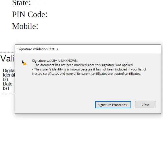 Signature Validation Status