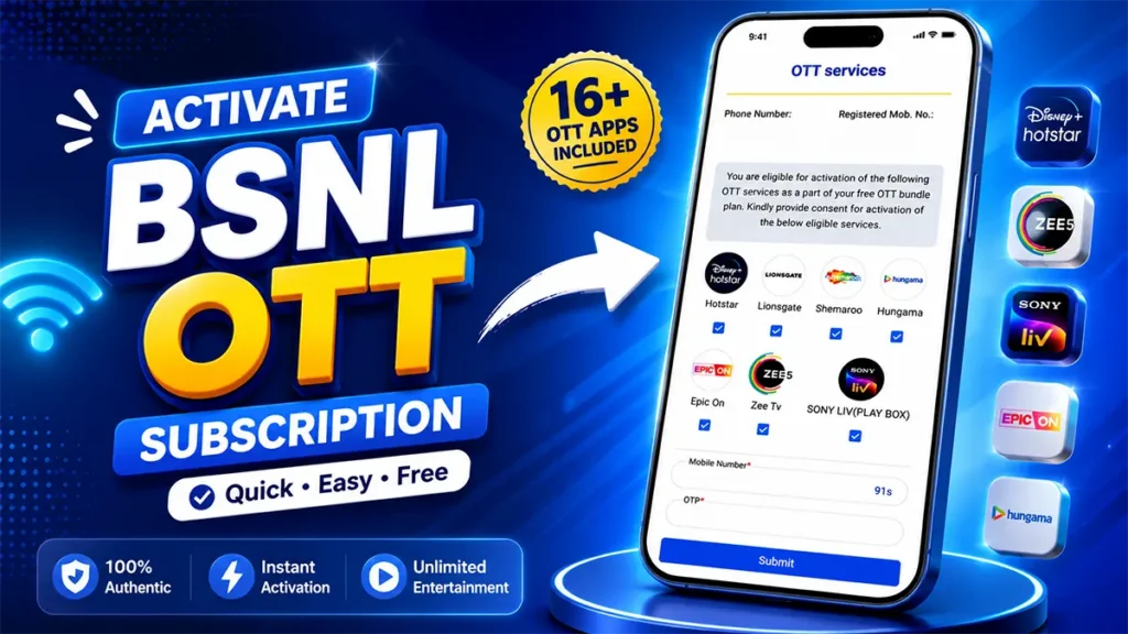 Activate BSNL Free OTT Subscription