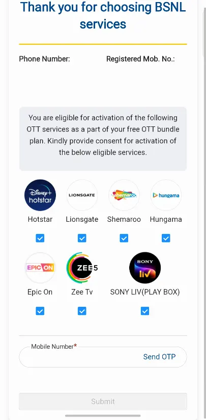 BSNL OTT Activation