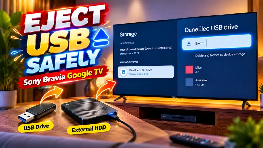 How to Eject USB Drive from Sony Bravia Google TV