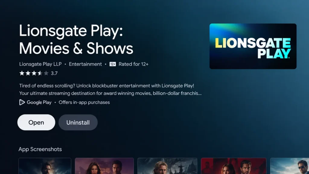 Sony TV App Installed