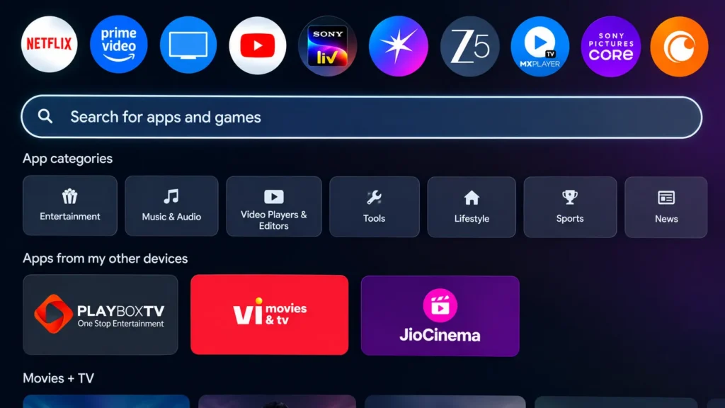 Sony TV App Search Box