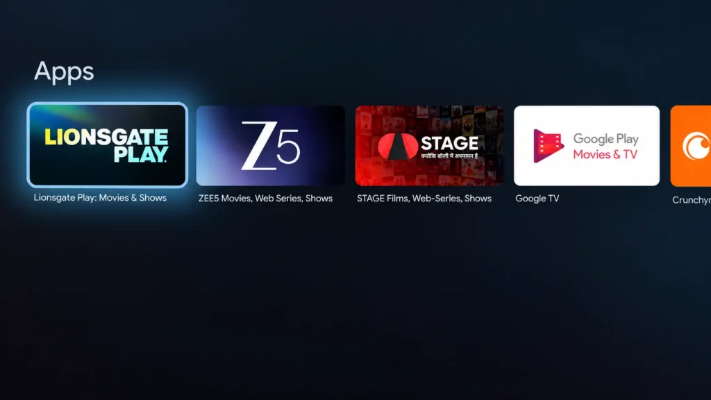 Sony TV App Search Result