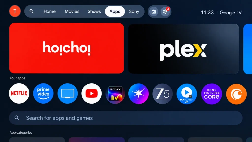 Sony TV Apps