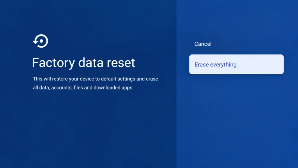 Sony TV Factory Data Reset