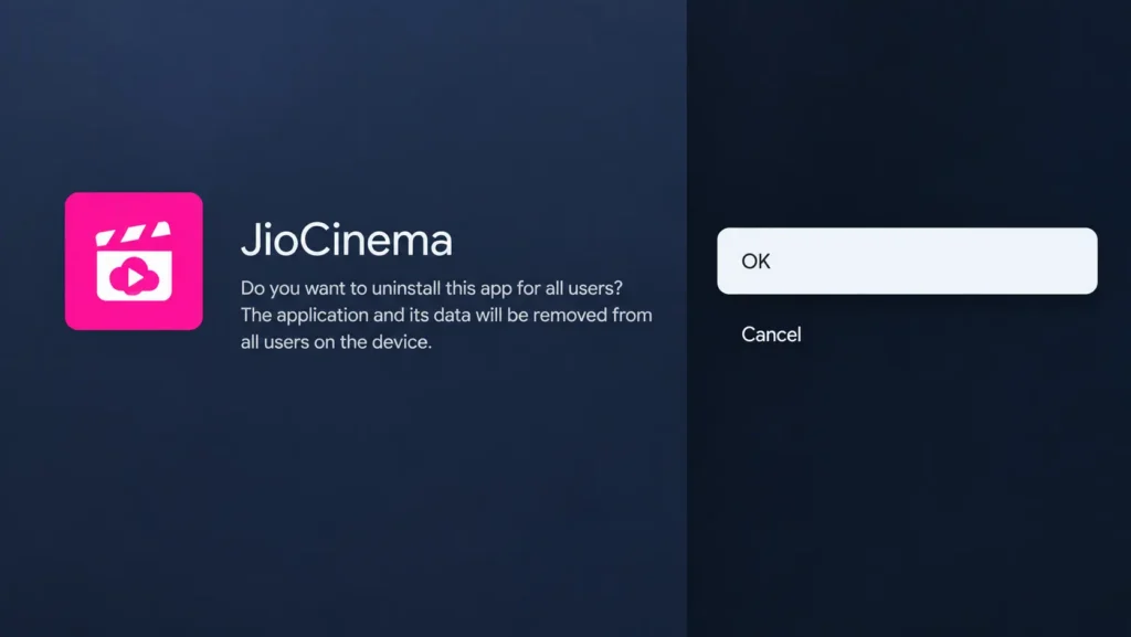 Sony TV Uninstall App Confirm