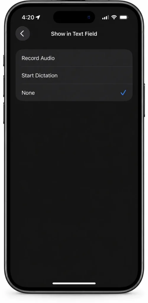 iPhone Show in Text Field